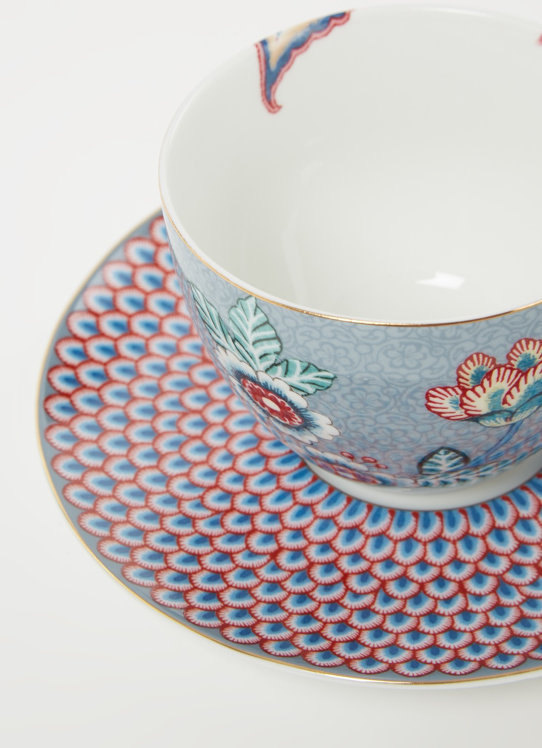 Pip Studio Flower Festival kop en schotel 28 cl  - detail blauwgrijs