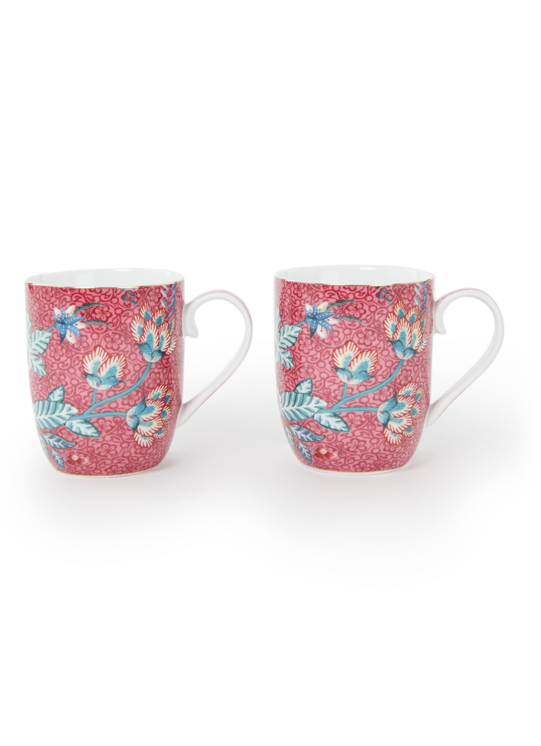 Pip Studio Flower Festival kopje 14,5 cl set van 2 - voorkant 6 roze