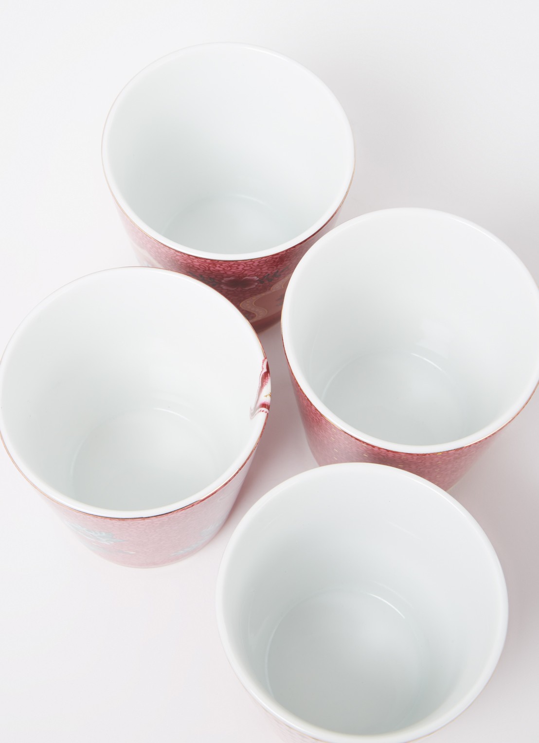 Pip Studio Flower Festival kopje 23 cl set van 4 - voorkant 2 donkerroze