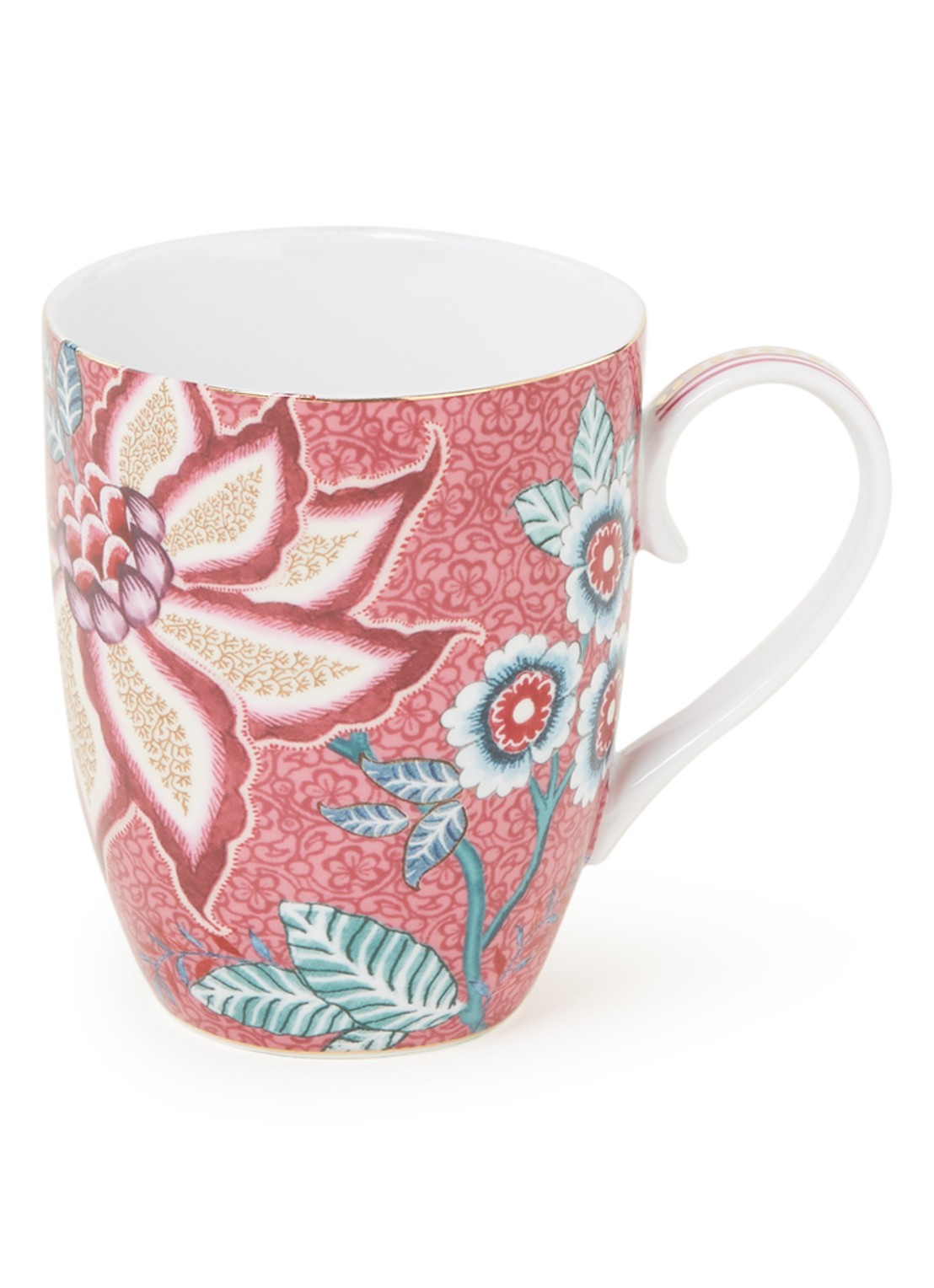 Pip Studio Flower Festival L mok 35 cl - voorkant roze