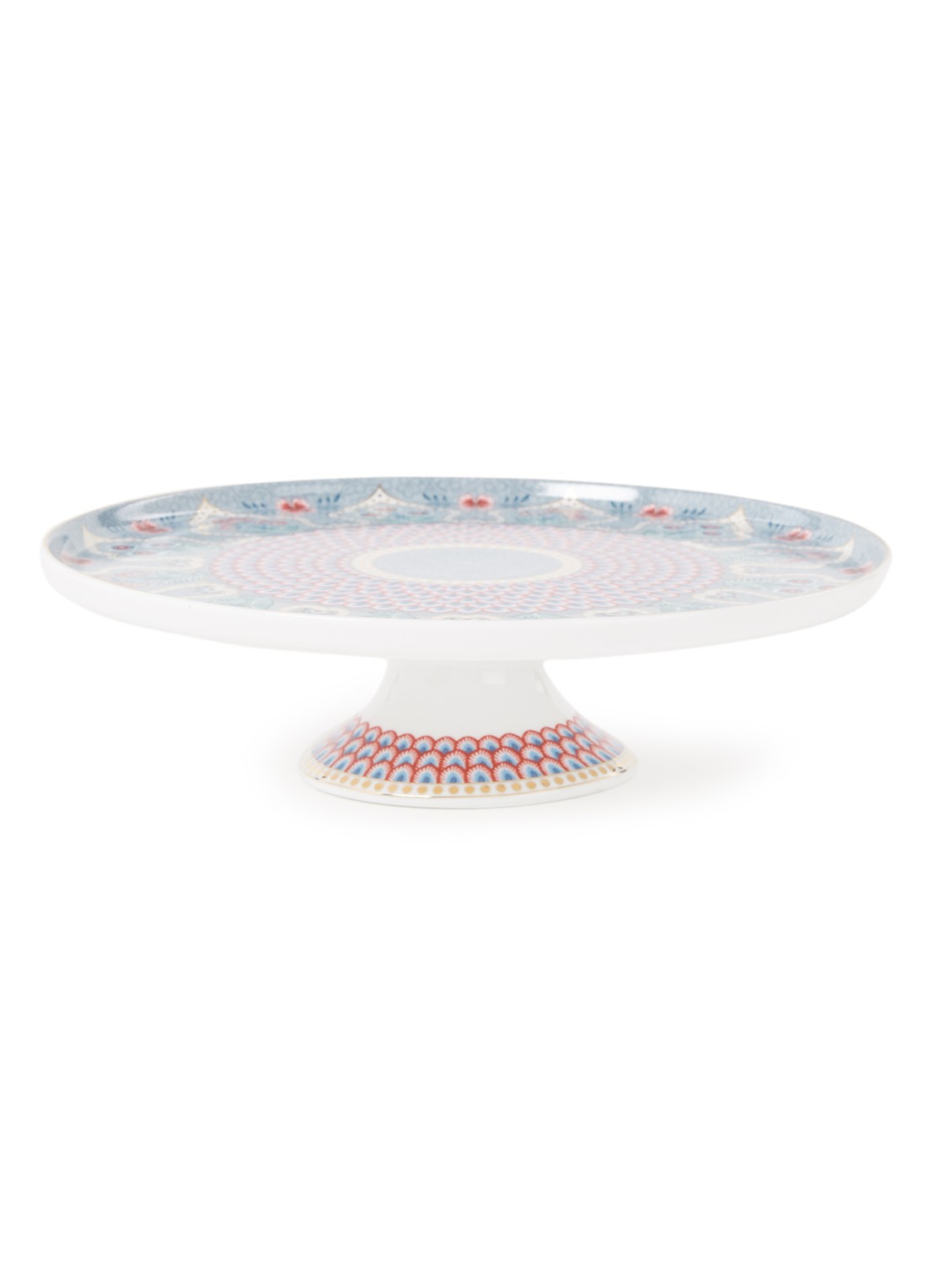 Pip Studio Flower Festival mini taartplateau 21 cm - voorkant 2 blauwgrijs