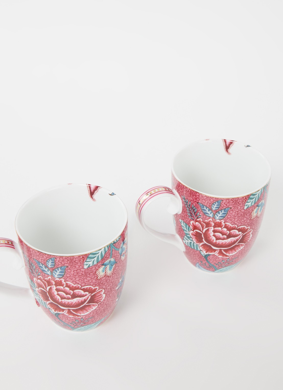 Pip Studio Flower Festival mok 35 cl set van 2 - voorkant 6 roze