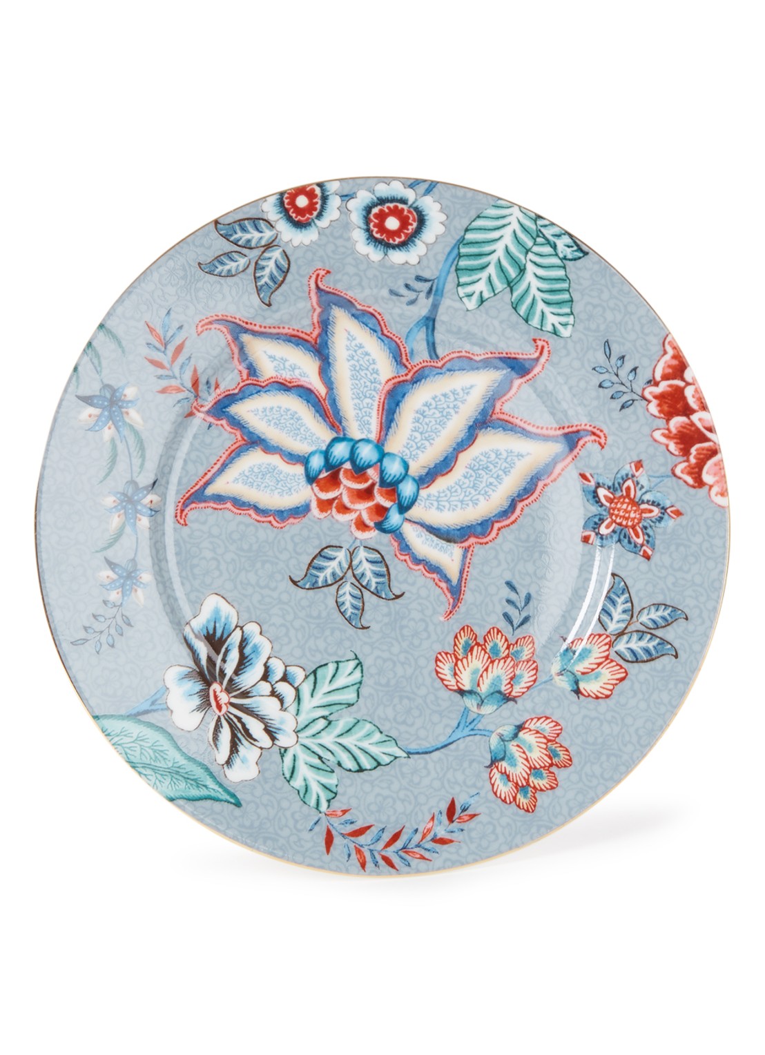 Pip Studio Flower Festival ontbijtbord 17 cm - voorkant blauwgrijs