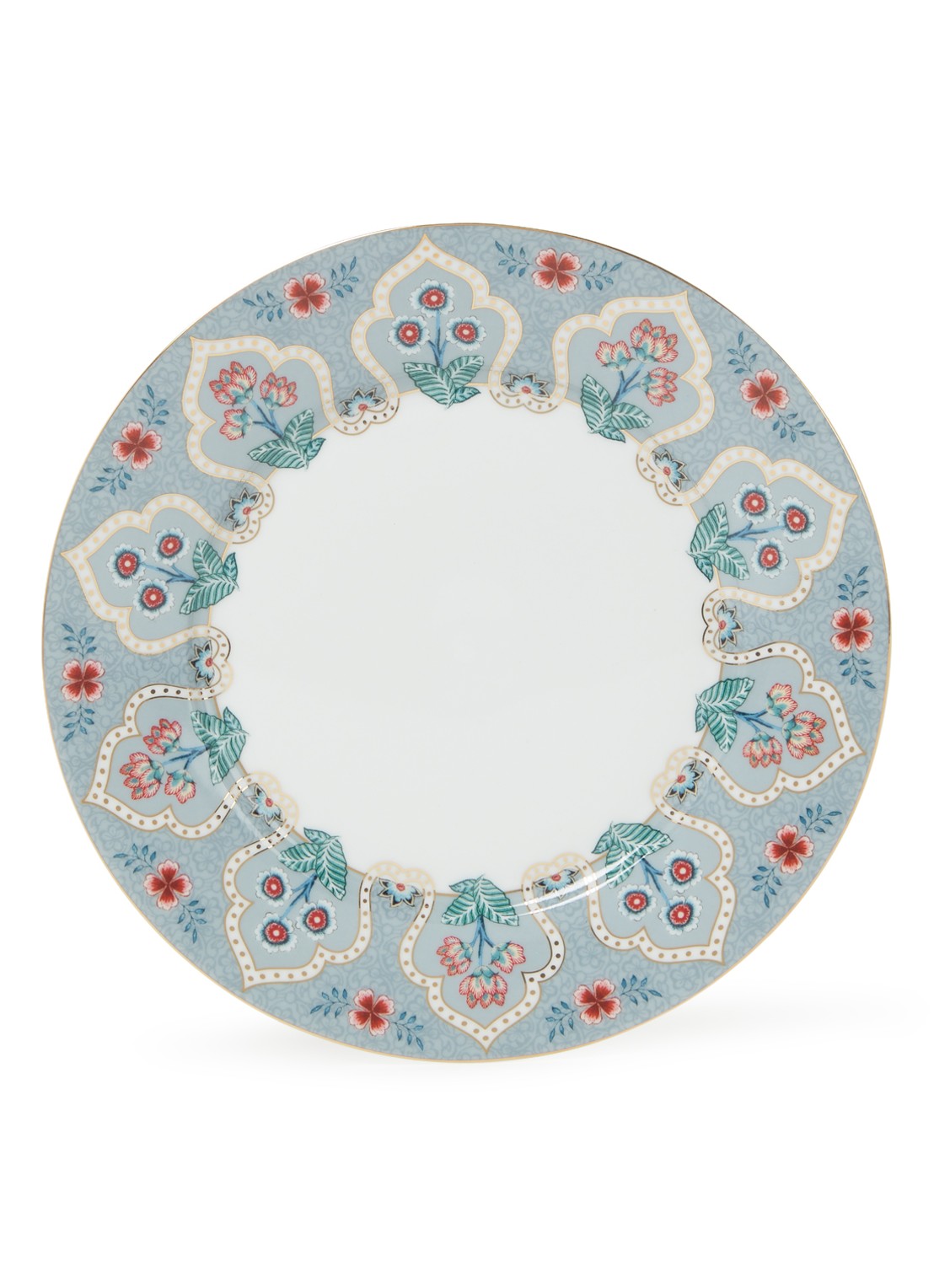 Pip Studio Flower Festival ontbijtbord 21 cm - voorkant blauwgrijs