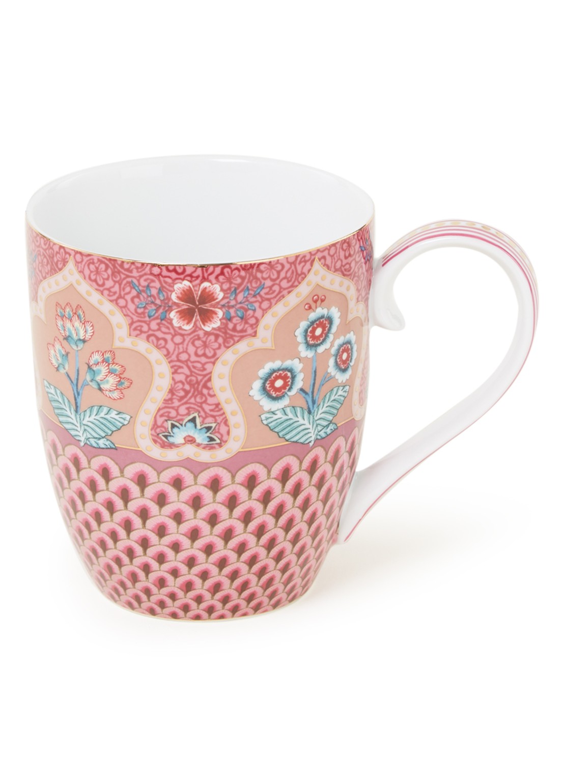 Pip Studio Flower Festival Scallop XL mok 45 cl - voorkant roze