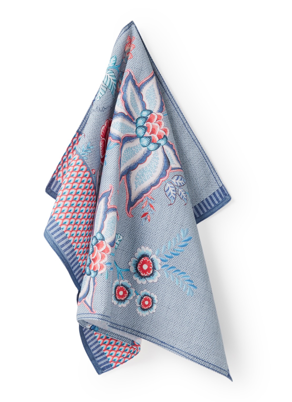 Pip Studio Flower Festival theedoek 50 x 70 cm - voorkant blauw