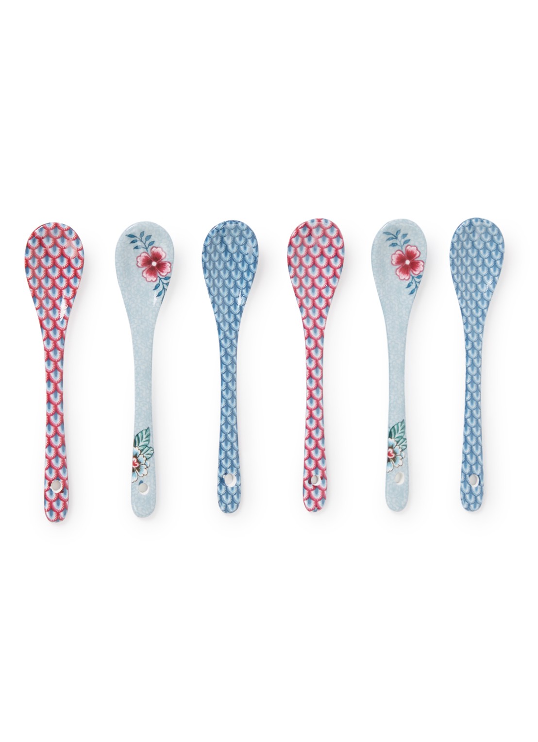 Pip Studio Flower Festival theelepels set van 6  - voorkant blauw
