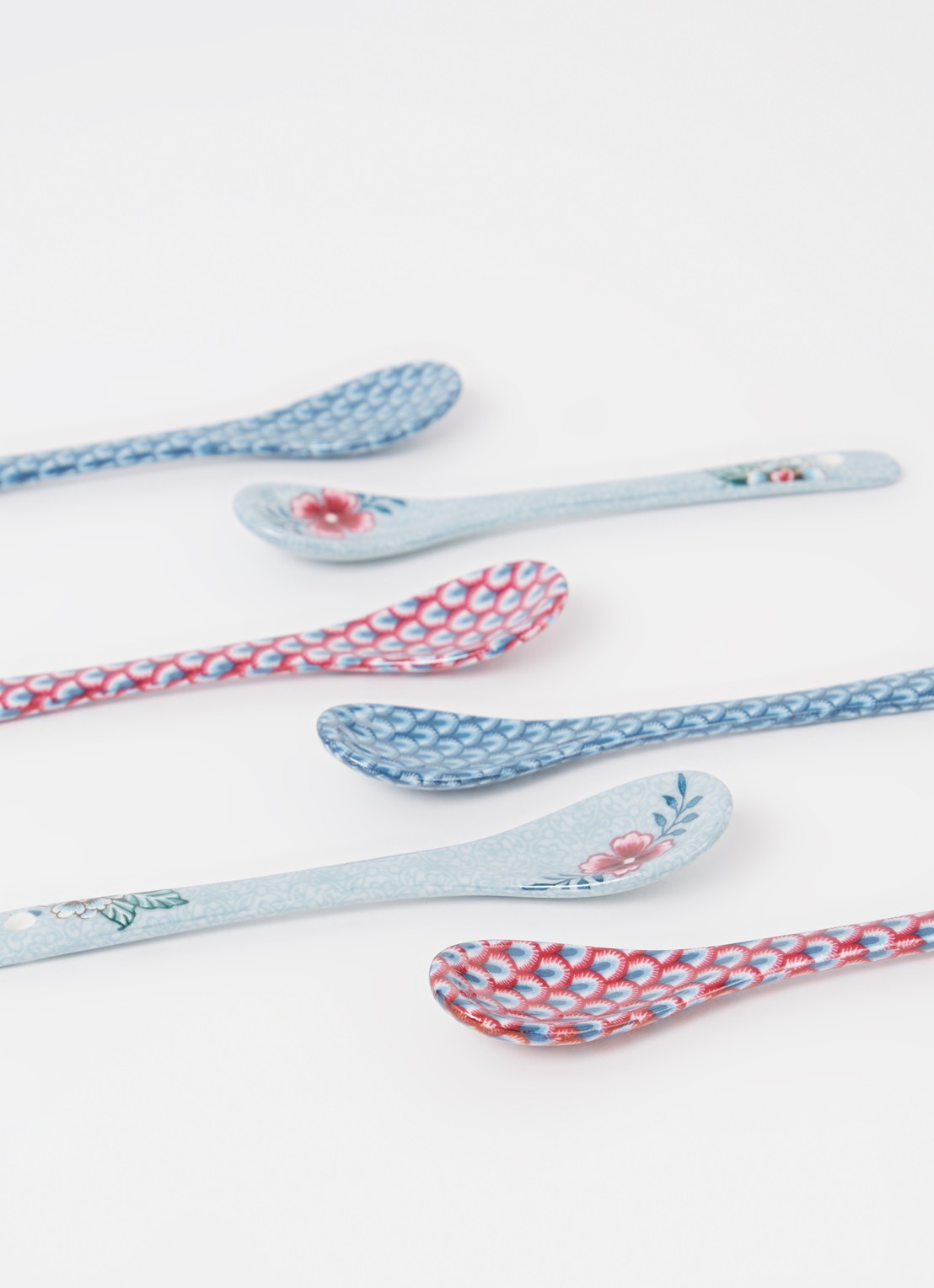 Pip Studio Flower Festival theelepels set van 6  - voorkant 2 blauw