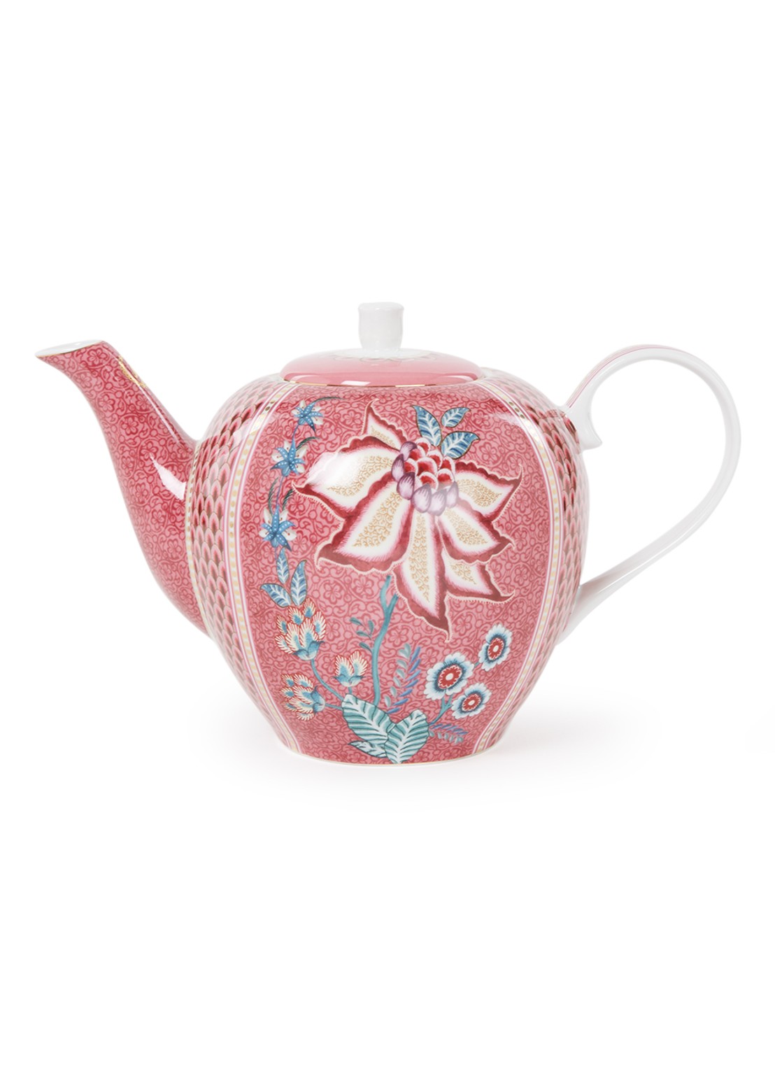 Pip Studio Flower Festival theepot 1,6 liter - voorkant oudroze