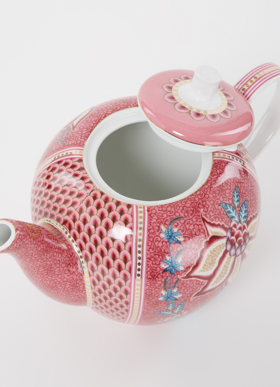 Pip Studio Flower Festival theepot 1,6 liter - voorkant 2 oudroze