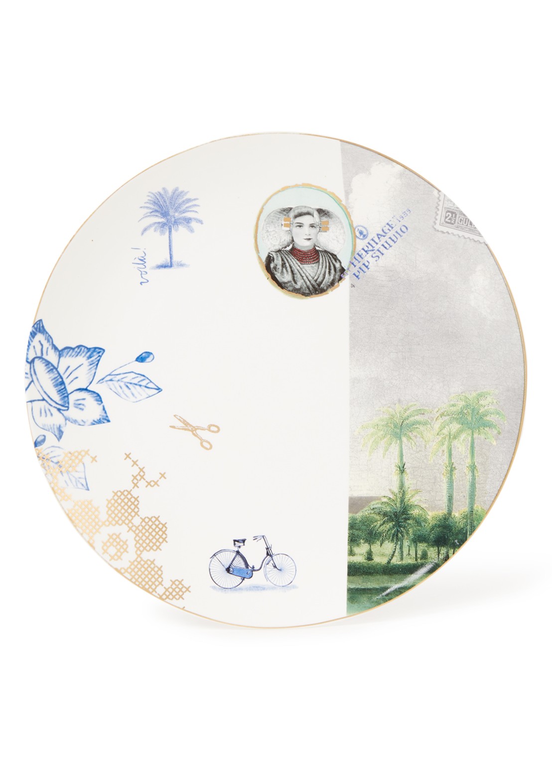 Pip Studio Heritage Palm ontbijtbord 20 cm - voorkant 2 wit