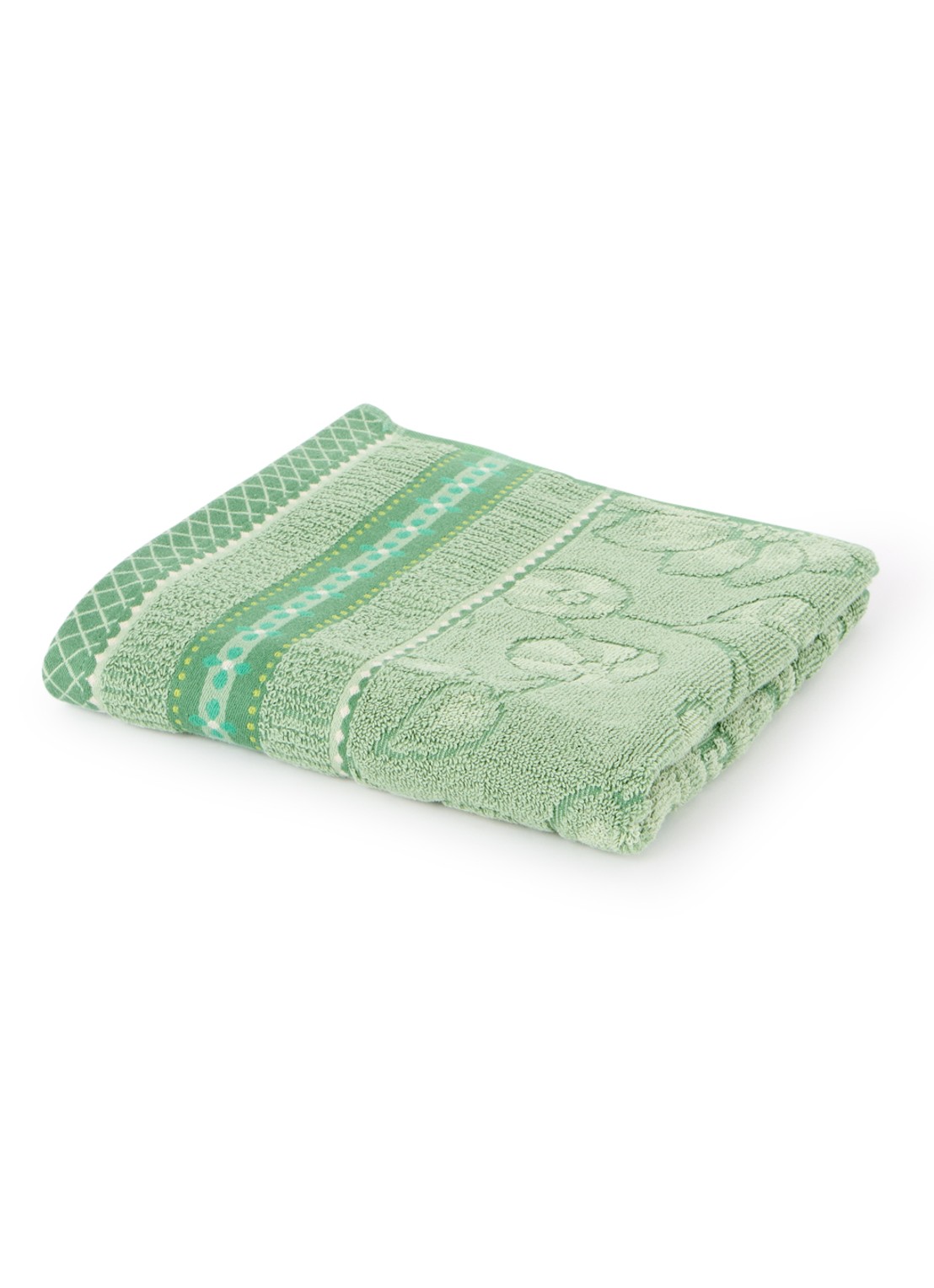 Pip Studio Jasmin Jacquard badhanddoek van katoen - 500 gr/m2 - 55 x 100 cm - voorkant 2 groen
