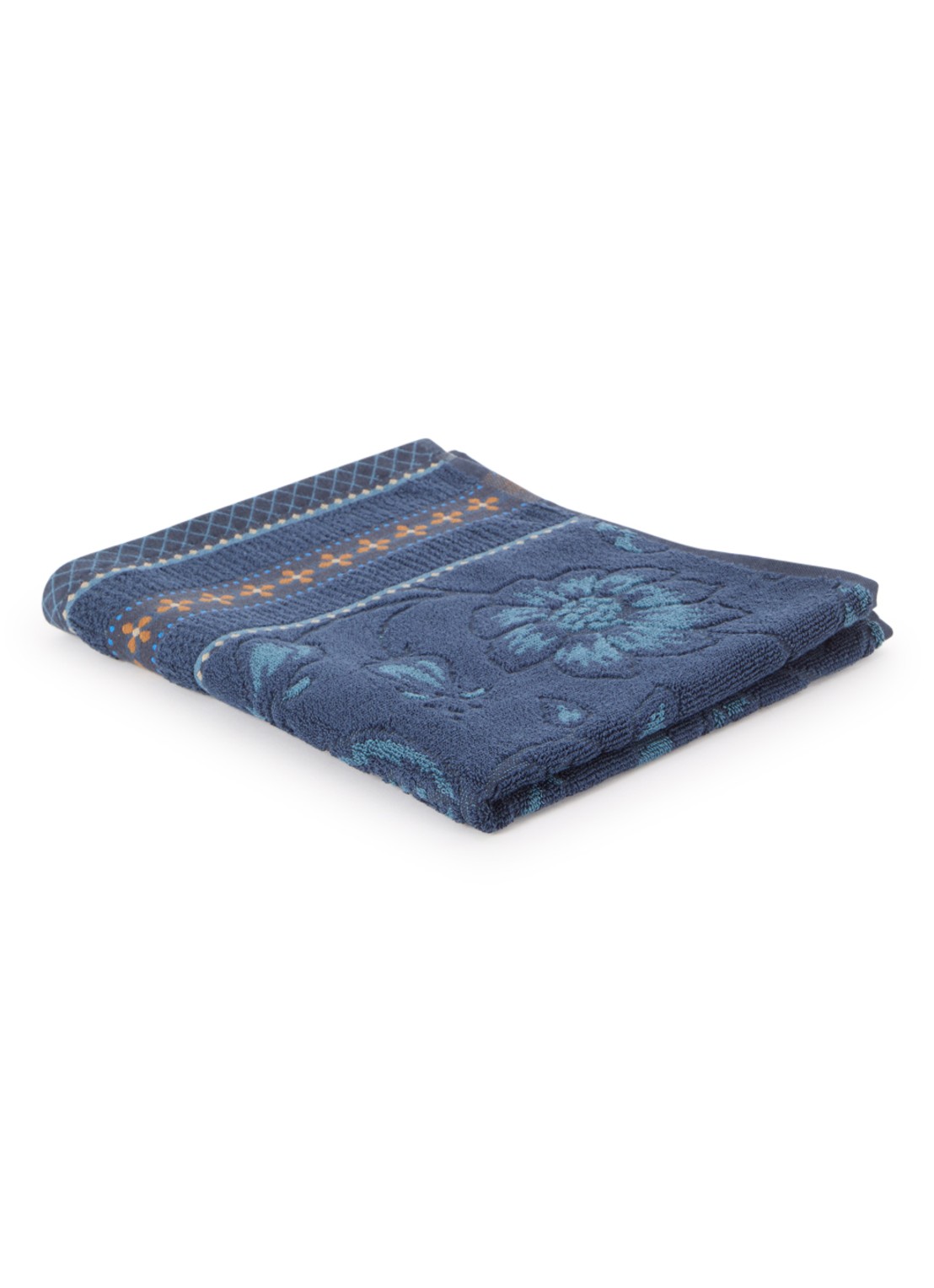 Pip Studio Jasmin Jacquard badhanddoek van katoen - 500 gr/m2 - 55 x 100 cm - voorkant 2 donkerblauw