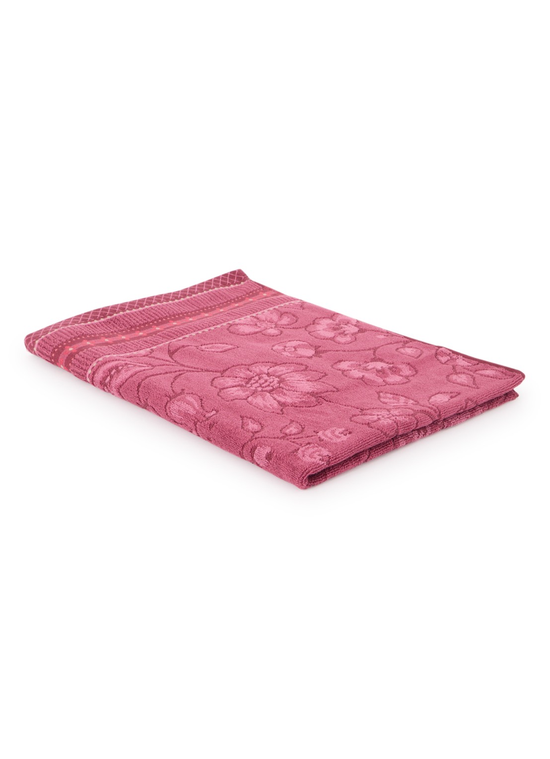 Pip Studio Jasmin Jacquard badlaken 140 x 70 cm - voorkant donkerroze