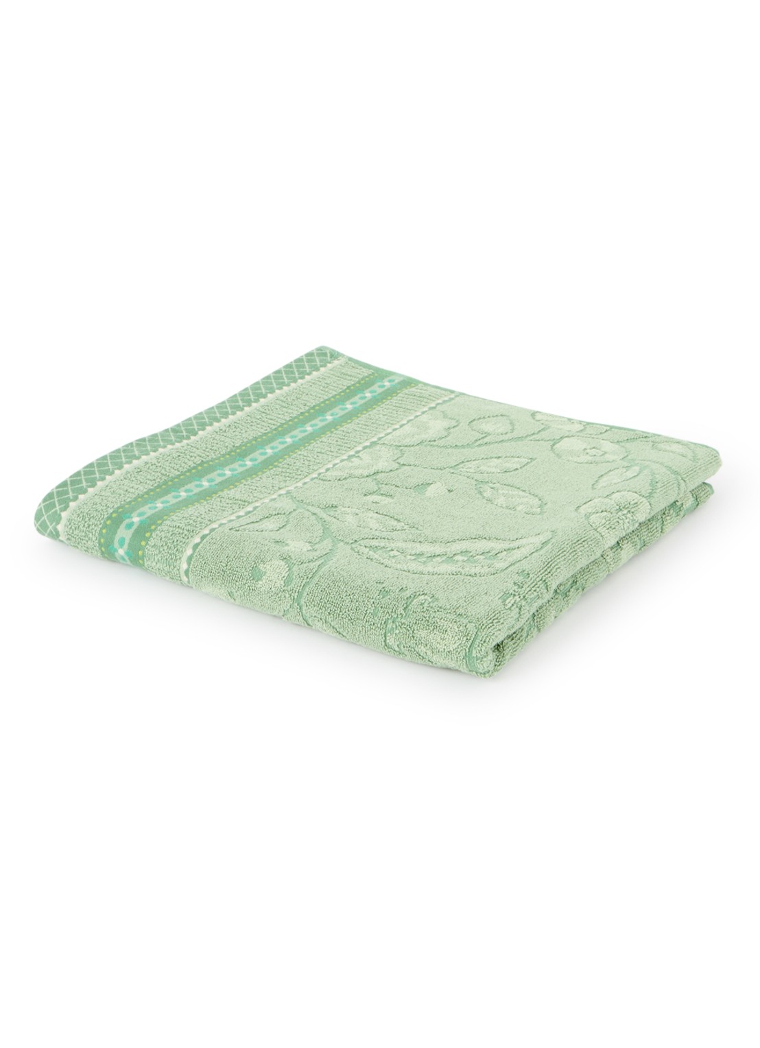 Pip Studio Jasmin Jacquard badlaken 140 x 70 cm - voorkant 2 groen