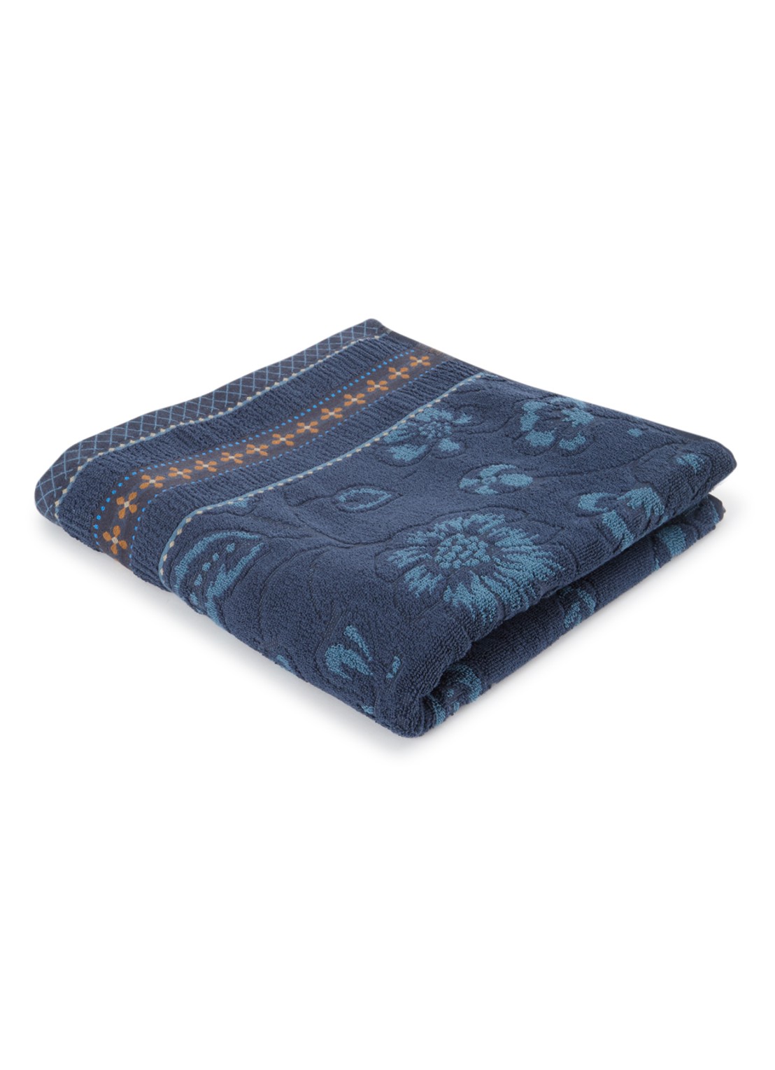 Pip Studio Jasmin Jacquard badlaken 140 x 70 cm - voorkant 2 donkerblauw