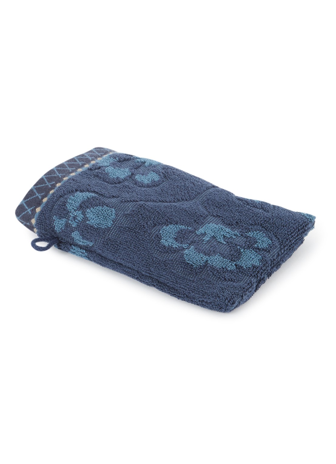 Pip Studio Jasmin washand van katoen - 500 gr/m2 - 16 x 22 cm - voorkant 2 donkerblauw
