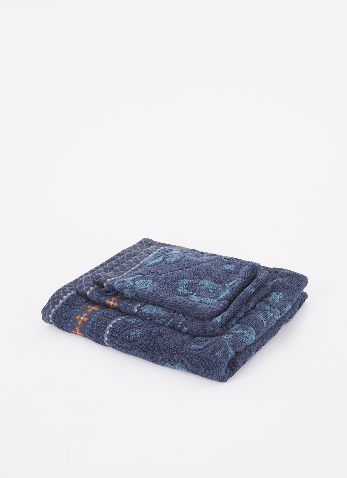 Pip Studio Jasmin washand van katoen - 500 gr/m2 - 16 x 22 cm - voorkant 3 donkerblauw