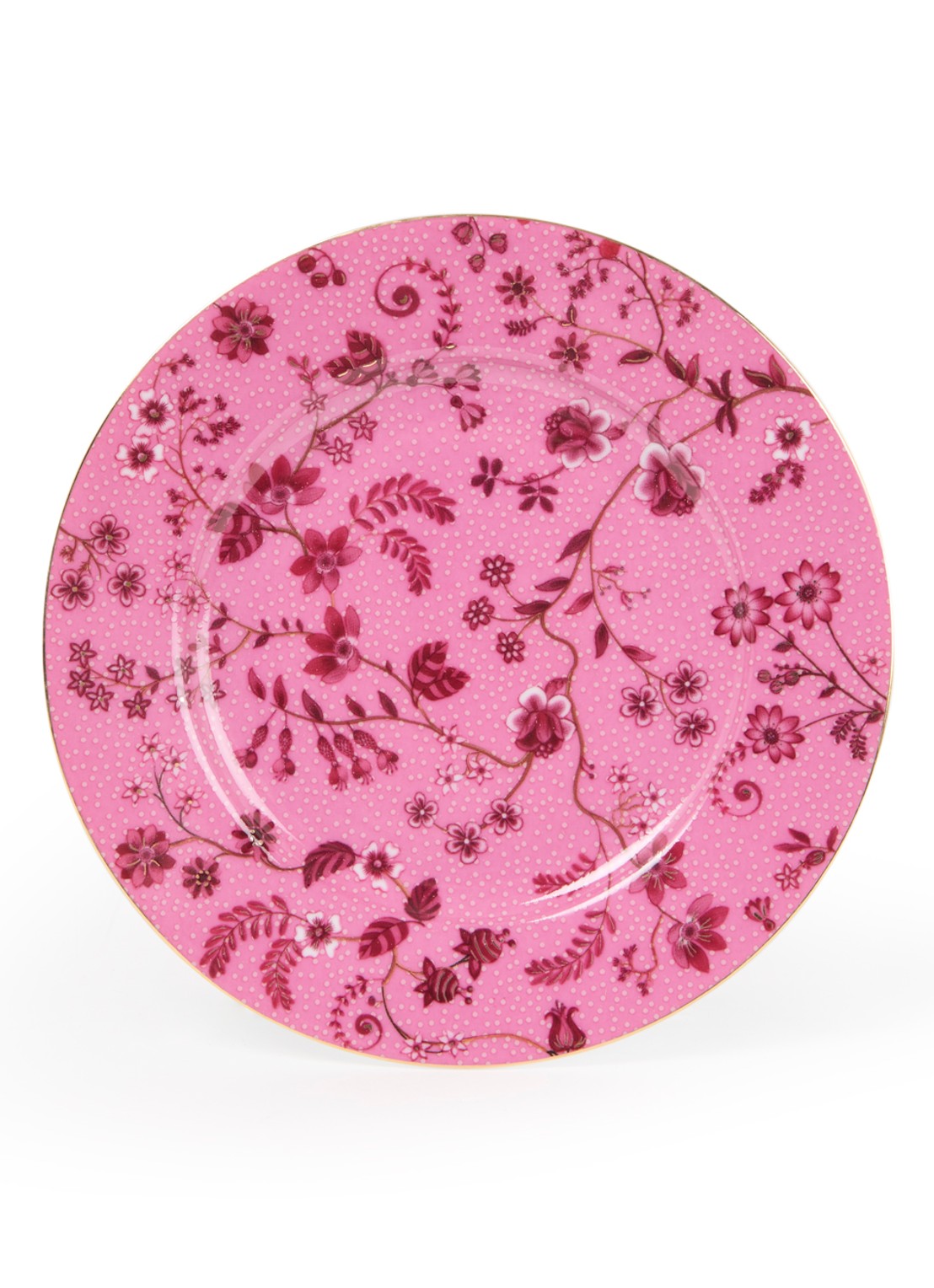 Pip Studio Jolie gebaksbordje 17,4 cm  - voorkant 2 donkerroze