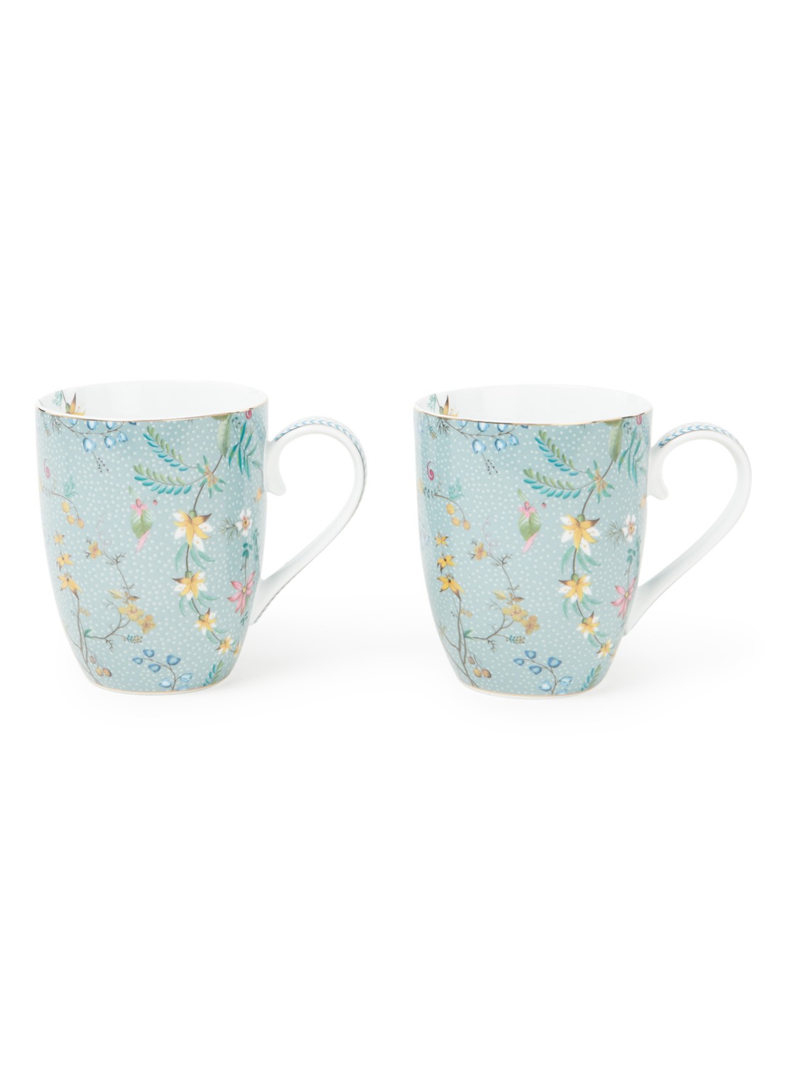 Pip Studio Jolie L mok 35 cl set van 2 - voorkant 4 zeegroen