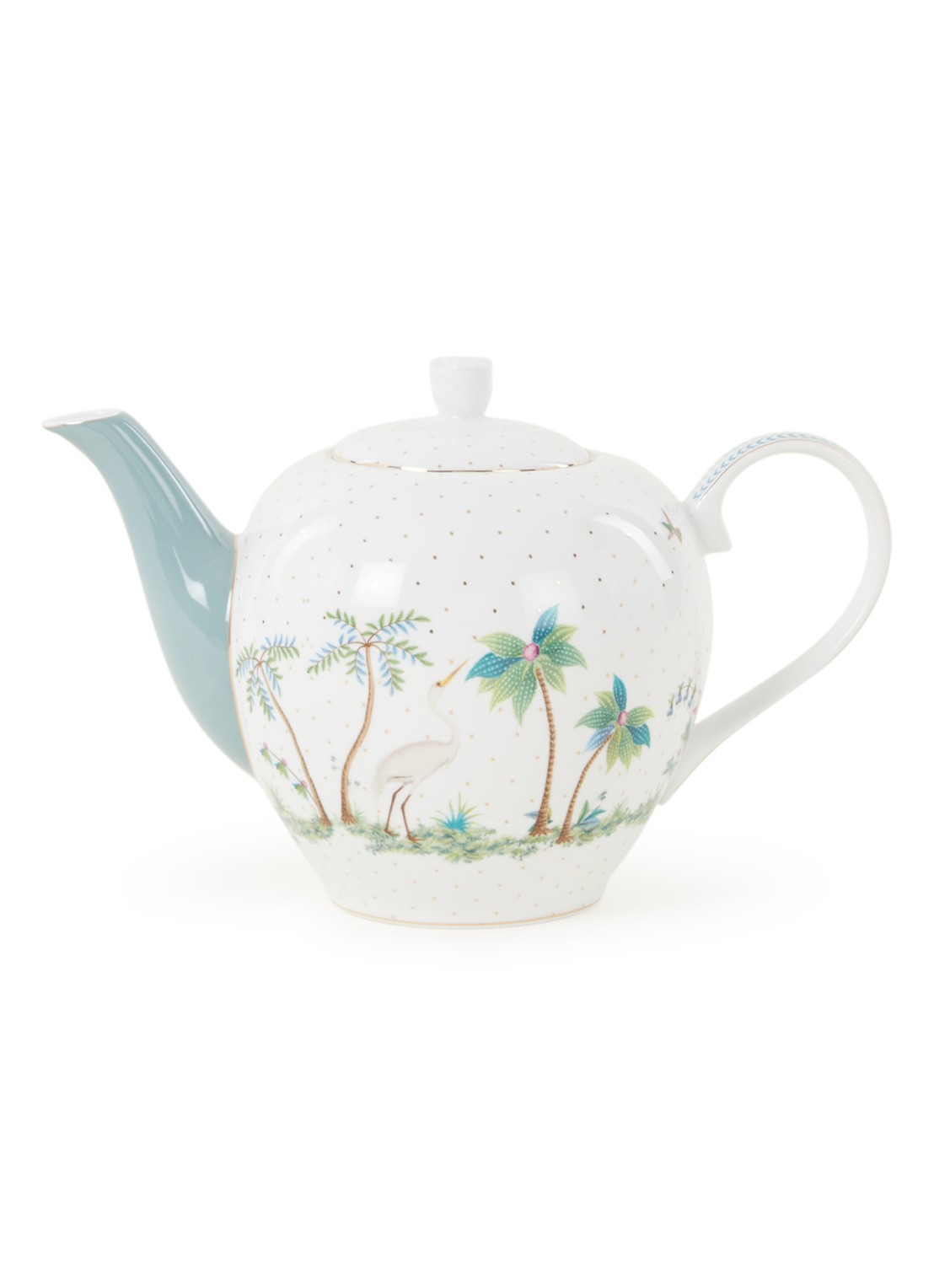 Pip Studio Jolie theepot 1,6 liter - voorkant 2 lichtblauw