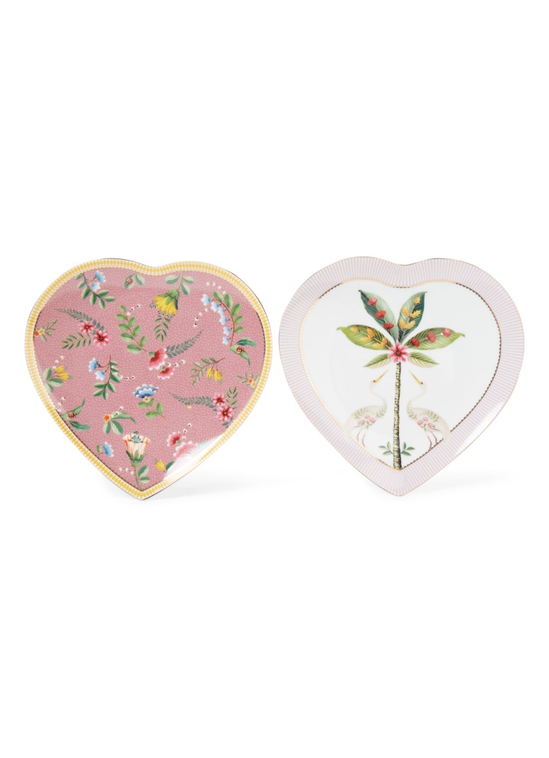 Pip Studio La Majorelle dinerbord 22 x 21,5 cm set van 2 - voorkant roze