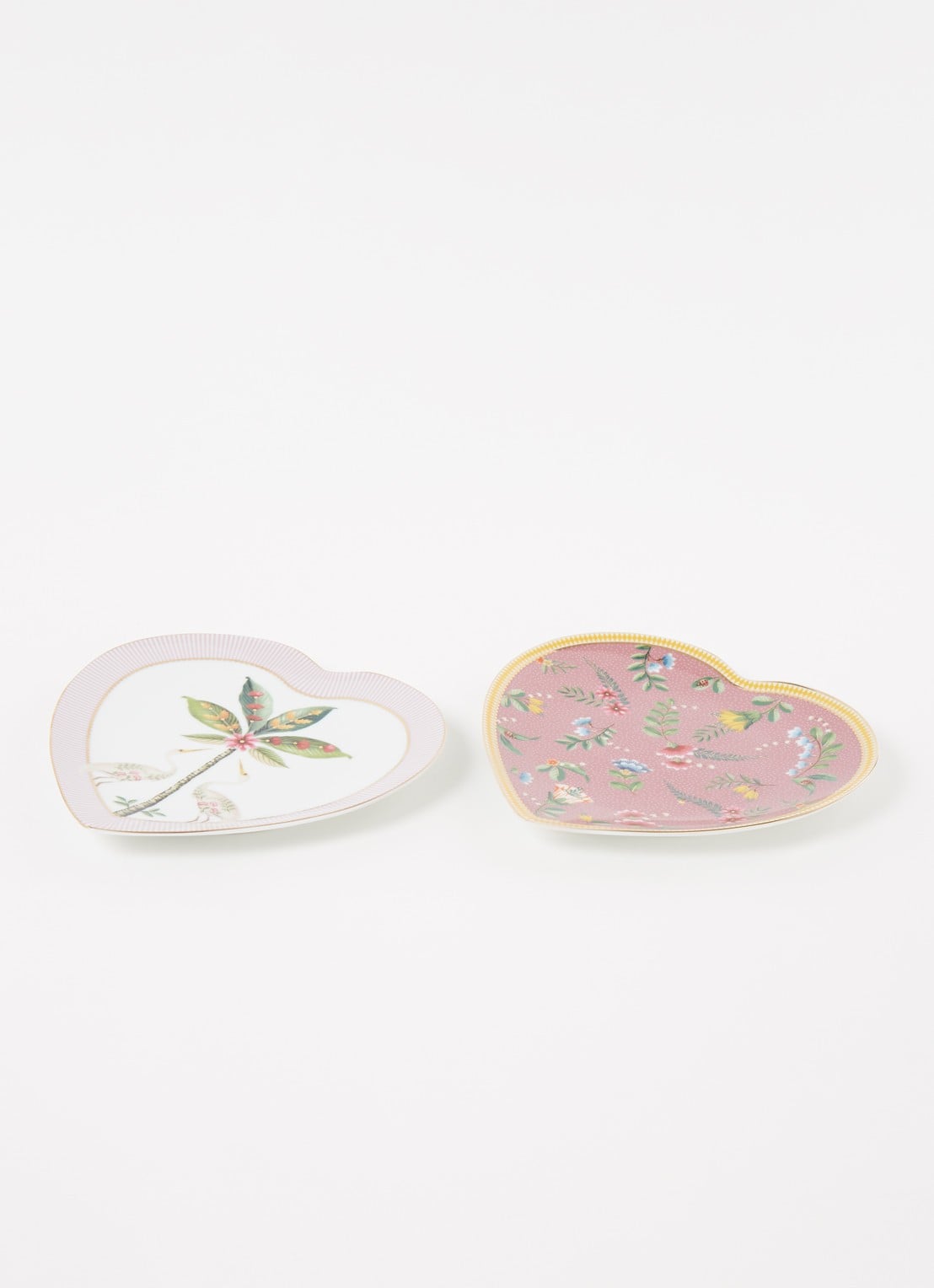 Pip Studio La Majorelle dinerbord 22 x 21,5 cm set van 2 - voorkant 2 roze