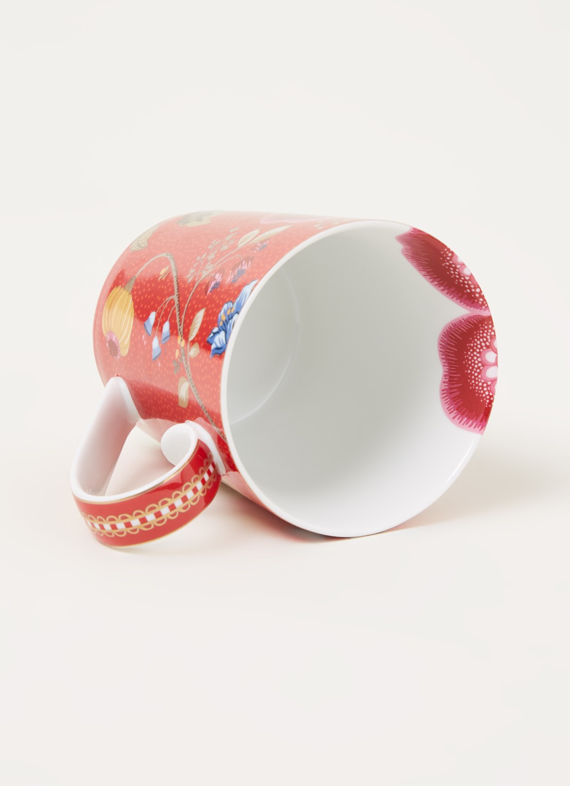 Pip Studio Letter I Blushing Birds mok 35 cl - detail steenrood