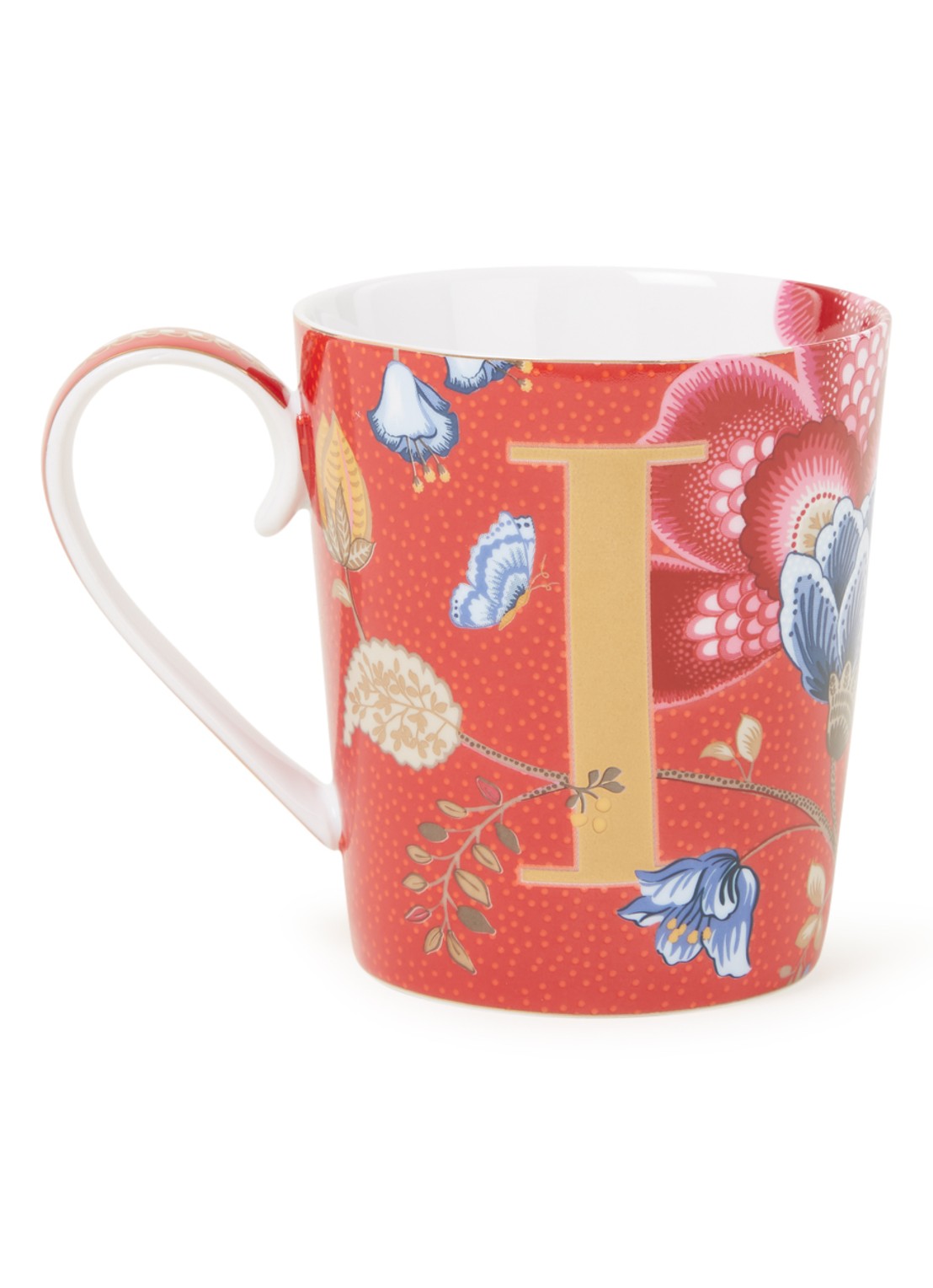 Pip Studio Letter I Blushing Birds mok 35 cl - voorkant 3 steenrood