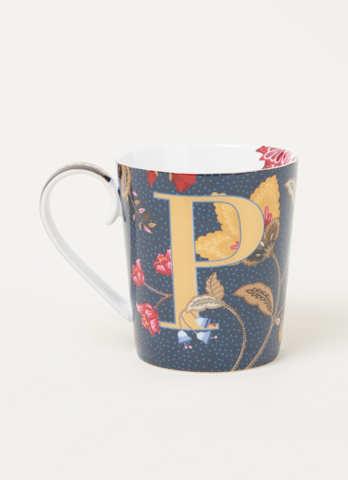 Pip Studio Letter P Floral Fantasy mok 35 cl - voorkant 4 donkerblauw