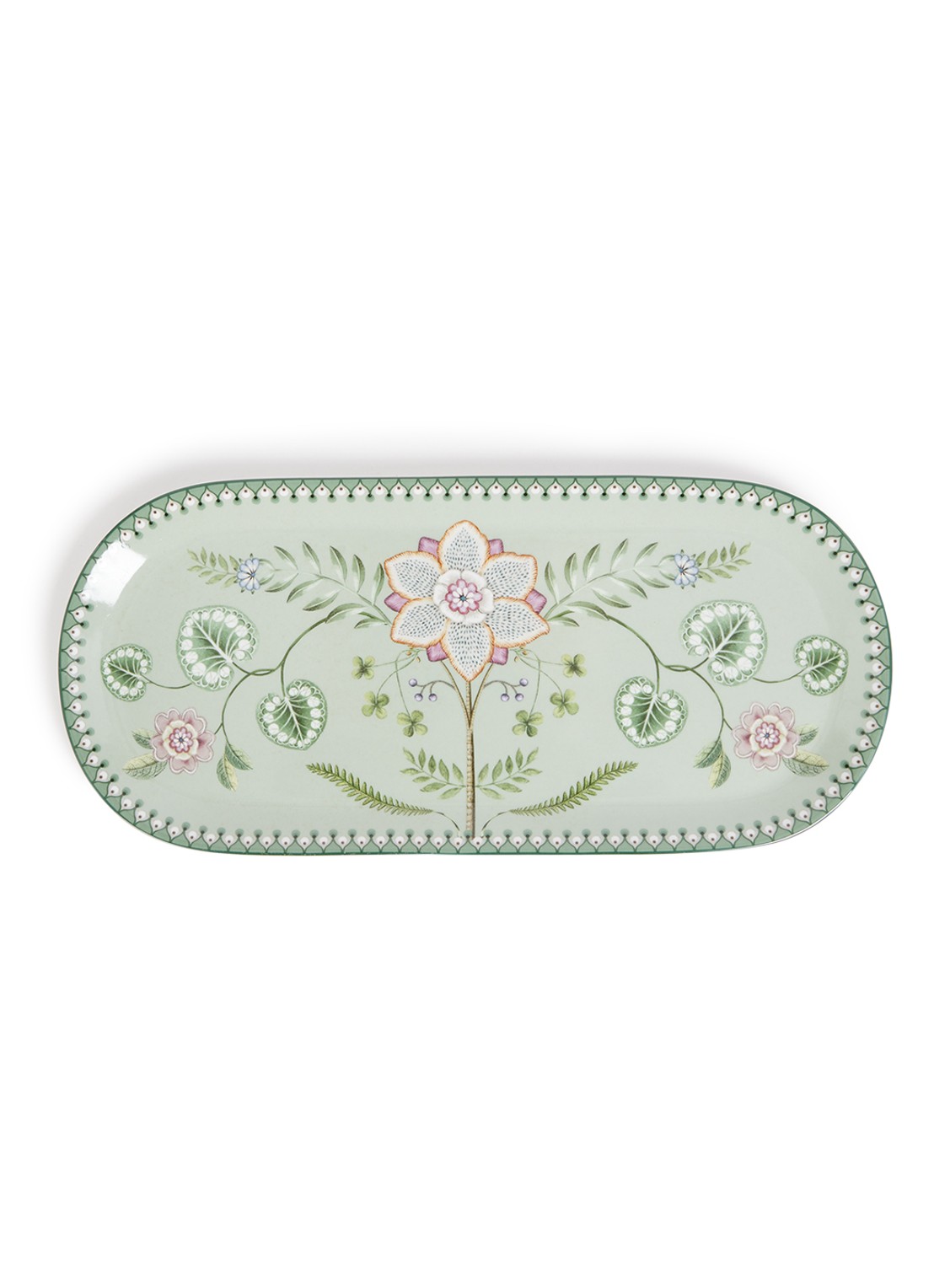 Pip Studio Lily & Lotus cakeschaal 33,5 cm - voorkant groen