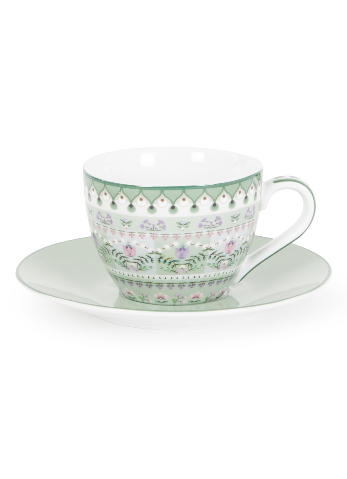 Pip Studio Lily & Lotus espressokopje kopje en schotel 12 cl - voorkant lichtgroen