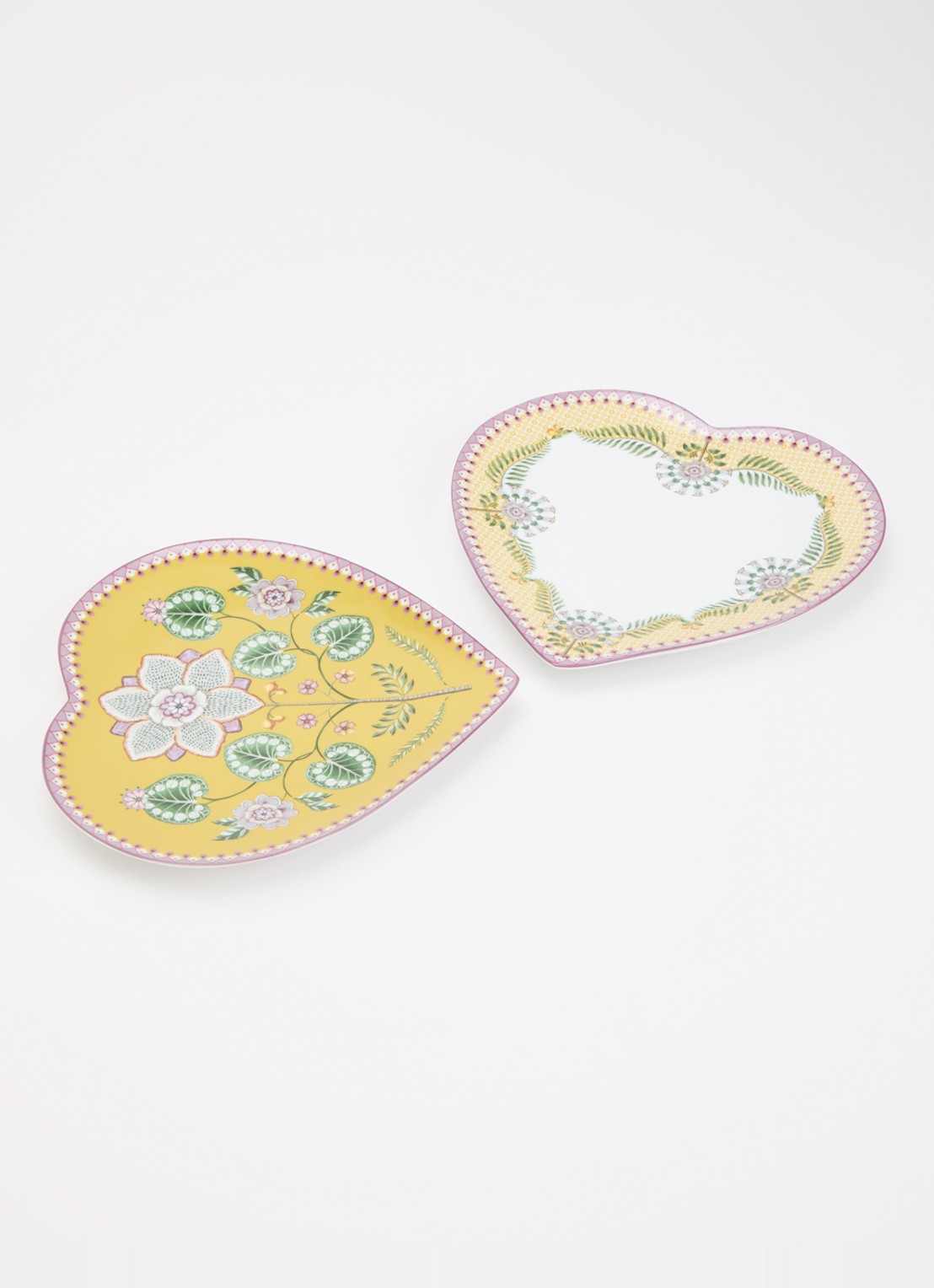 Pip Studio Lily & Lotus Hart ontbijtbord 21,5 cm set van 2 - voorkant 2 okergeel