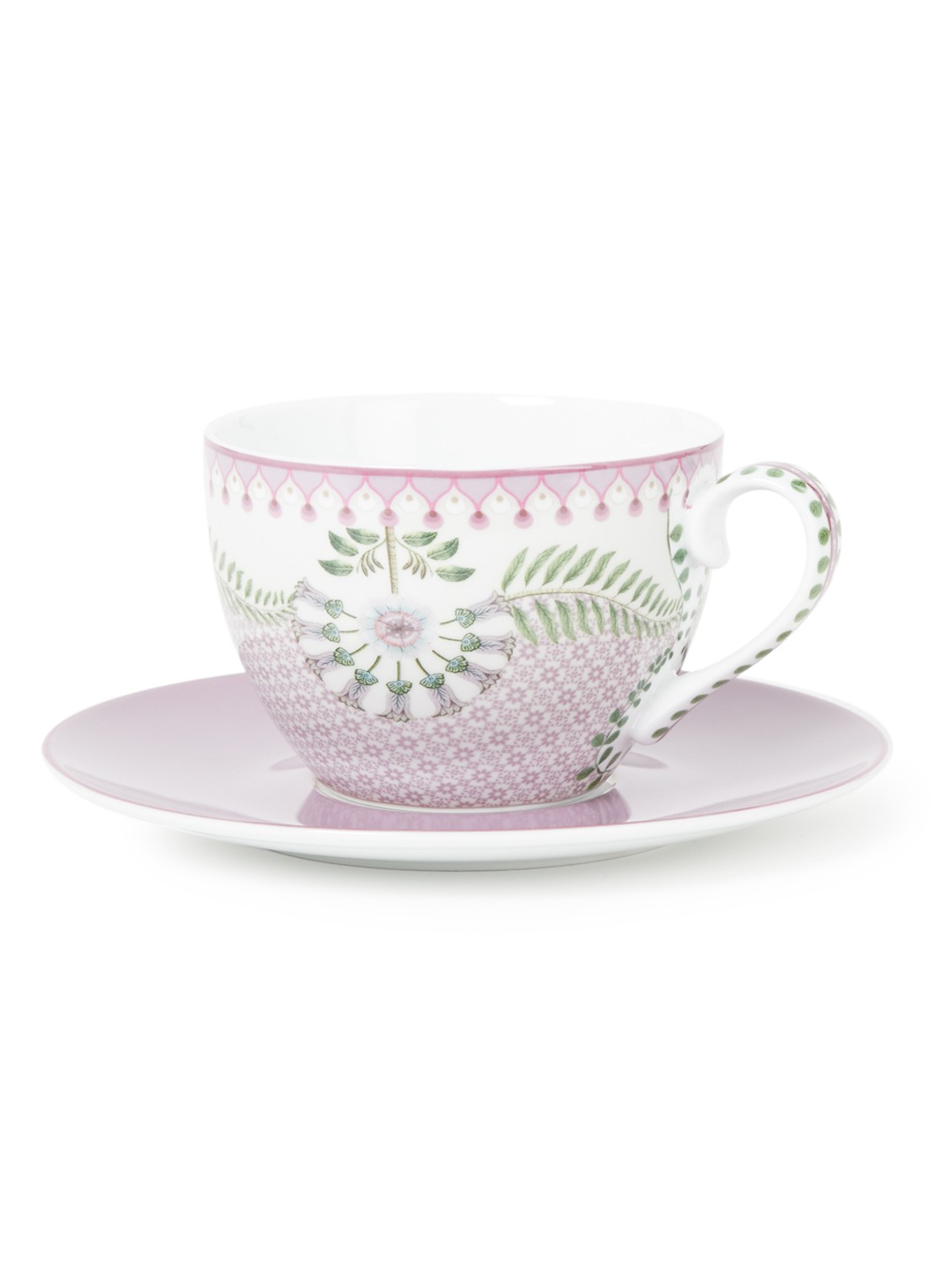 Pip Studio Lily & lotus kop en schotel 28 cl - voorkant lila