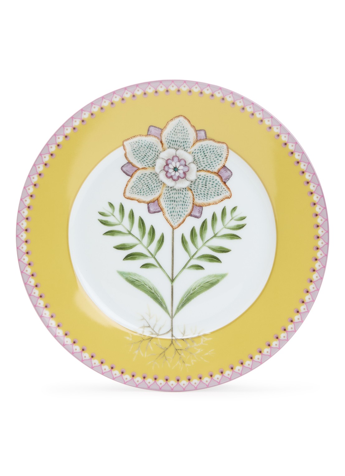 Pip Studio Lily & Lotus ontbijtbord 21 cm - voorkant 3 okergeel