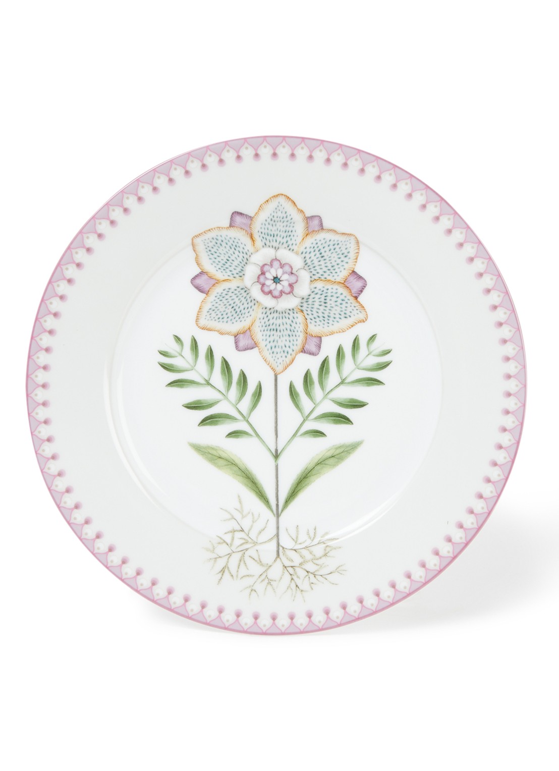 Pip Studio Lily & Lotus ontbijtbord 21 cm - voorkant 4 gebroken wit