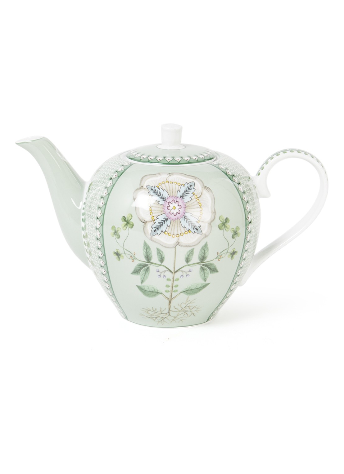 Pip Studio Lily & Lotus theepot 1,6 liter - voorkant lichtgroen