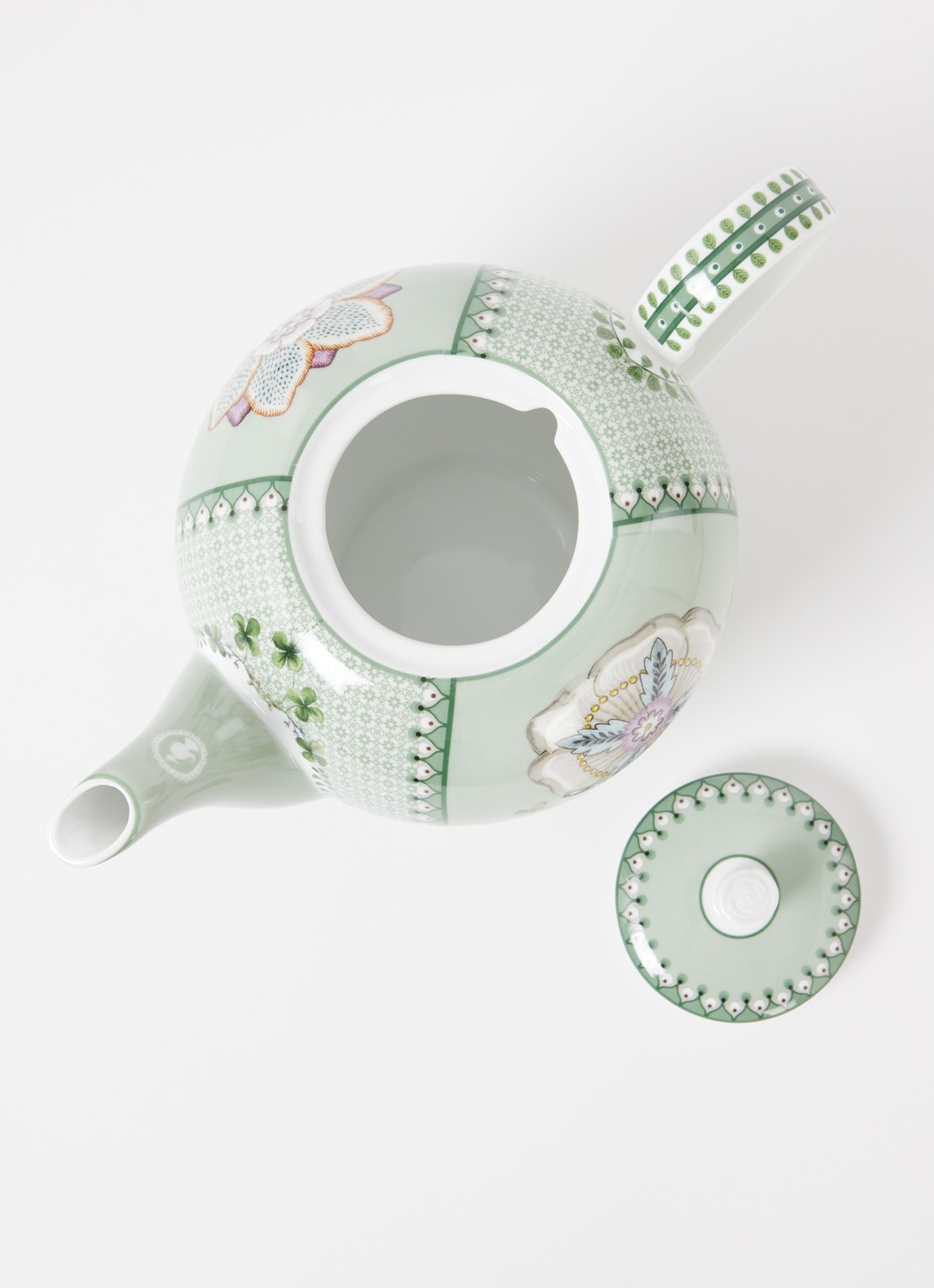 Pip Studio Lily & Lotus theepot 1,6 liter - voorkant 2 lichtgroen