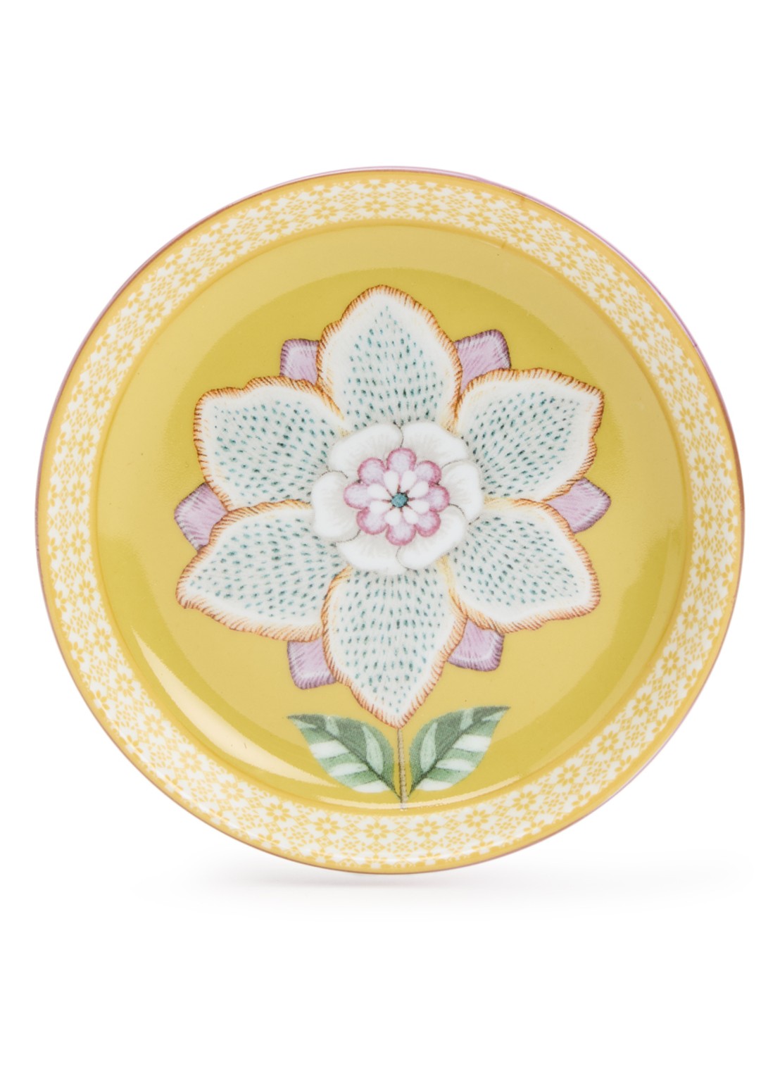 Pip Studio Lily & Lotus theetipje 9 cm - voorkant okergeel