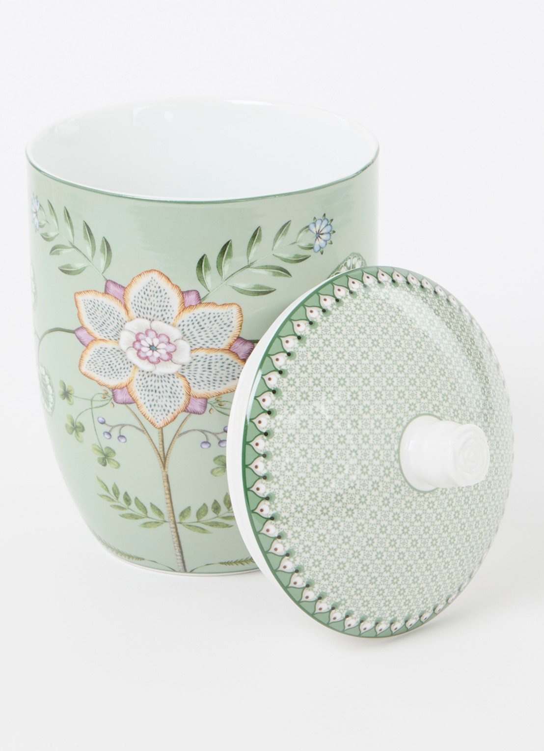 Pip Studio Lily & Lotus voorraadpot 1,5 liter - voorkant 2 lichtgroen