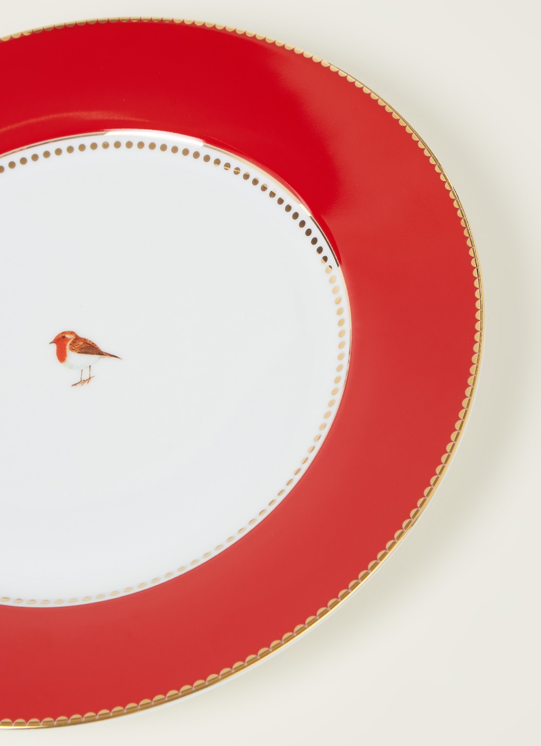 Pip Studio Love Birds dinerbord 27 cm - detail steenrood