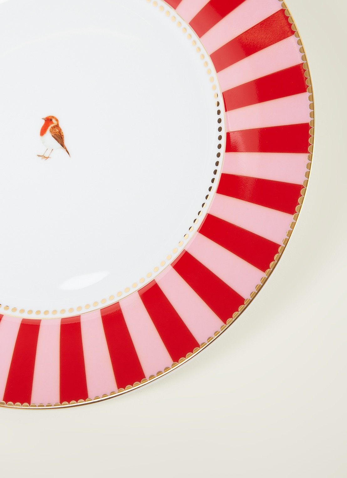 Pip Studio Love Birds dinerbord 27 cm - detail steenrood