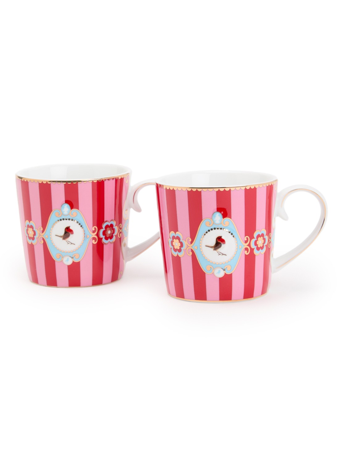 Pip Studio Love Birds espressokopje 19 cl set van 2 - voorkant rood