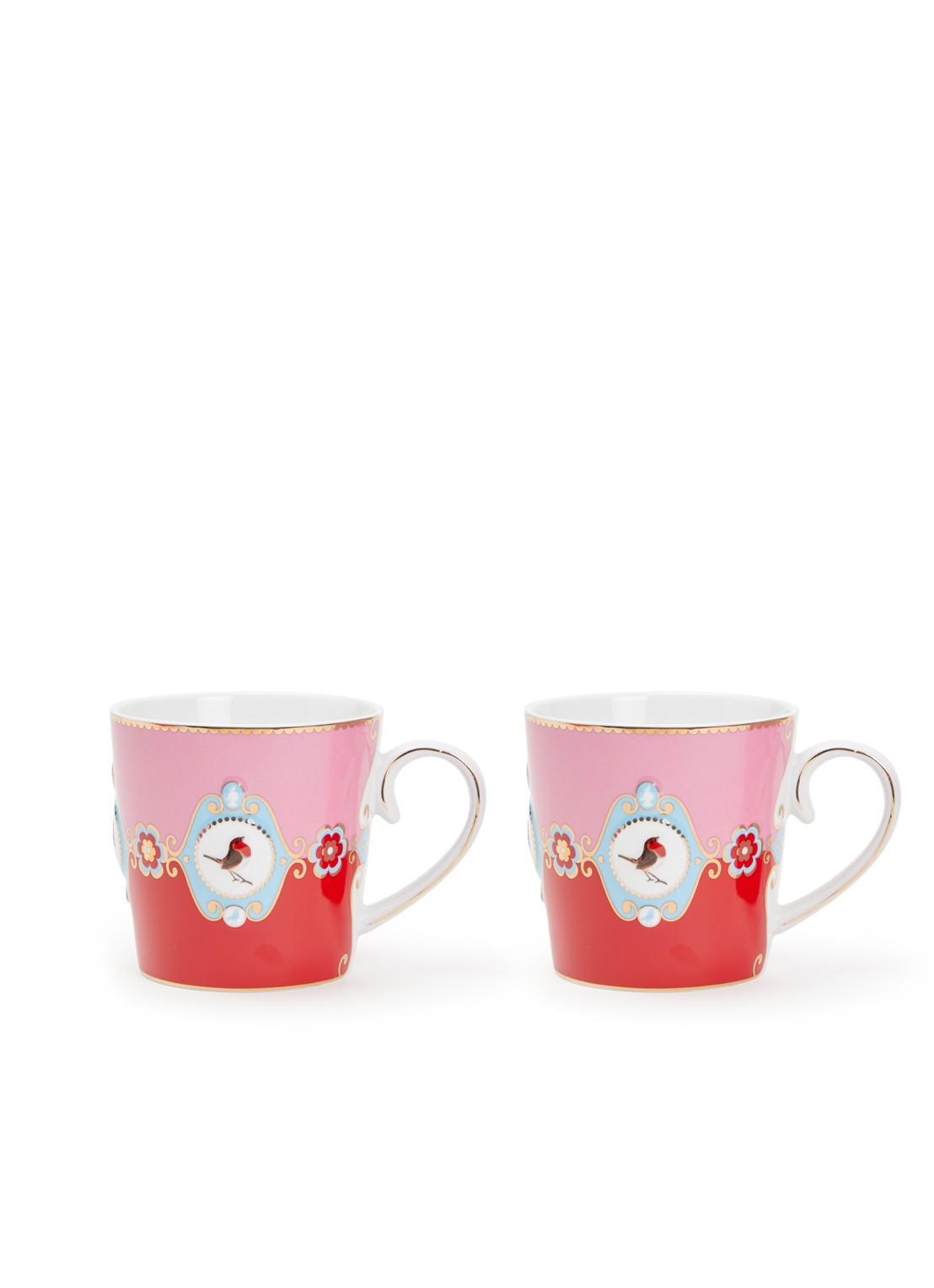 Pip Studio Love Birds espressokopje 19 cl set van 2 - voorkant roze