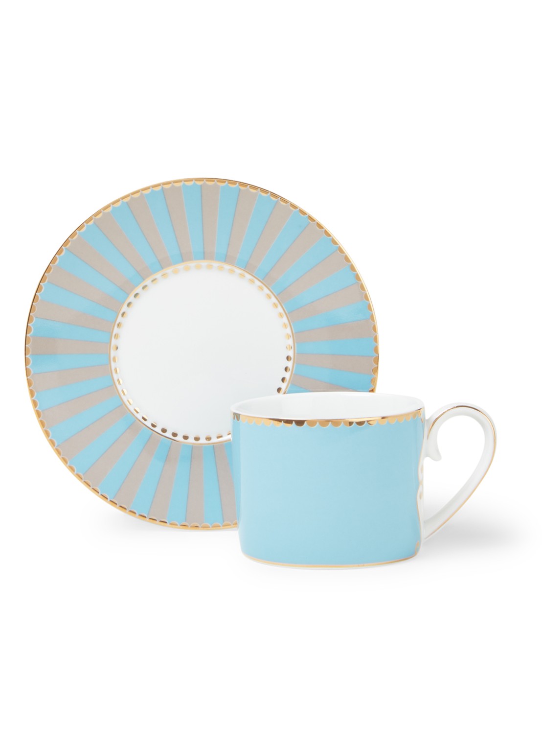 Pip Studio Love Birds espressokopje en schotel - voorkant 2 blauw
