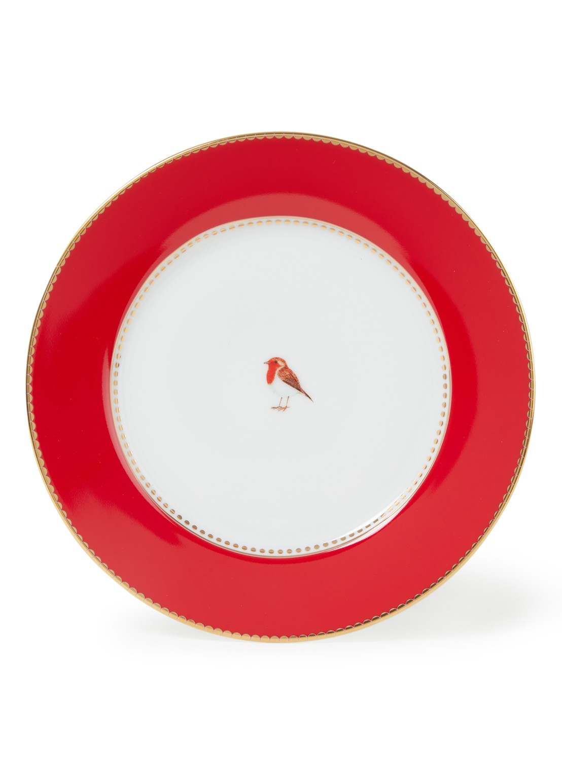 Pip Studio Love Birds gebaksbordje 17 cm - voorkant 2 steenrood