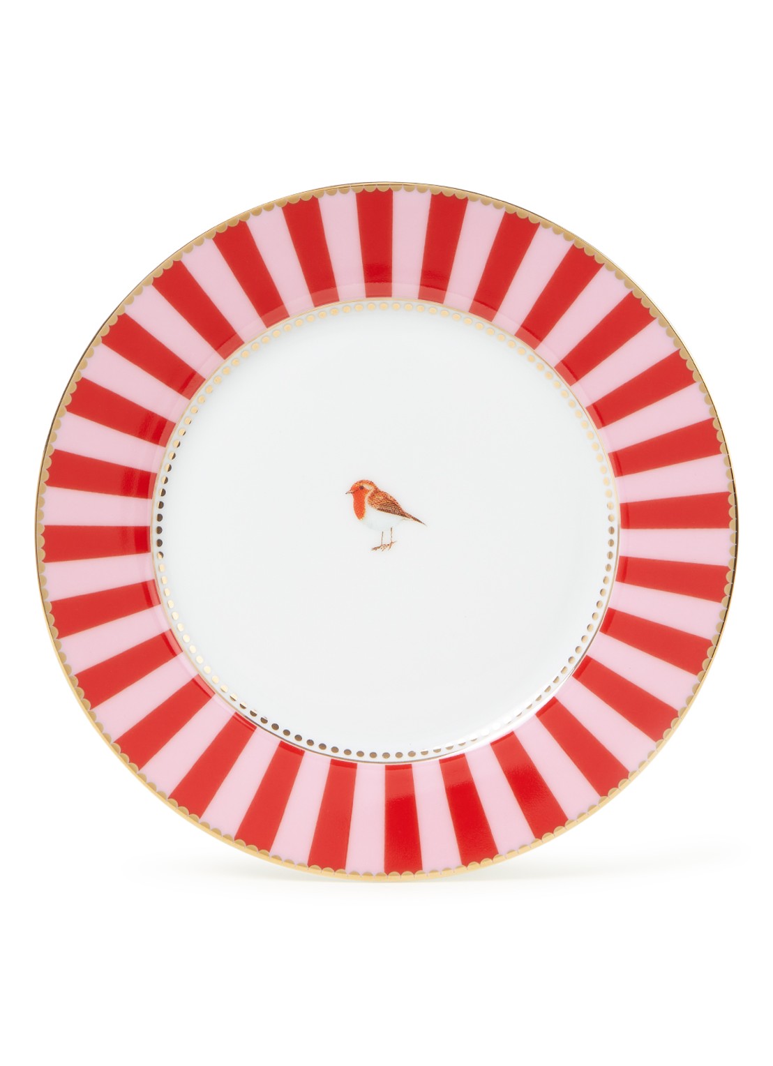 Pip Studio Love Birds gebaksbordje 17 cm - voorkant 2 steenrood