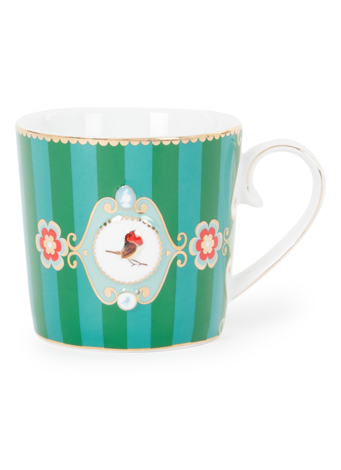 Pip Studio Love Birds Medaillon espressokopje 15 cl - voorkant groen