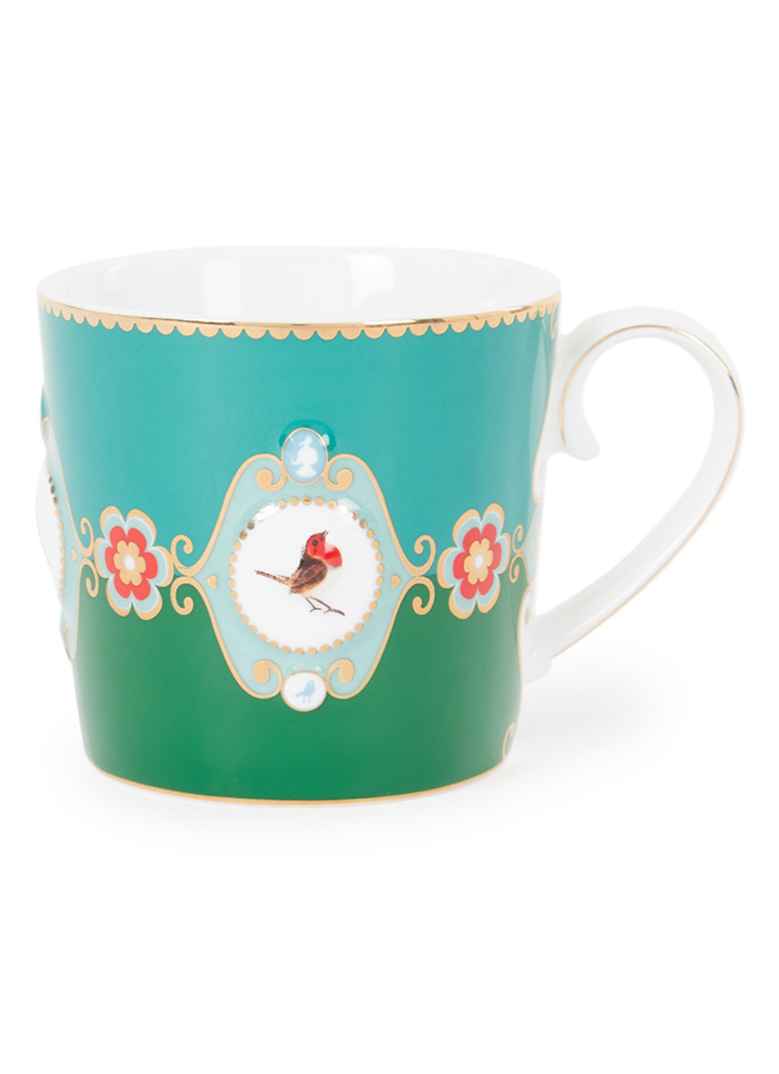Pip Studio Love Birds Medallion espressokopje 15 cl - voorkant groen