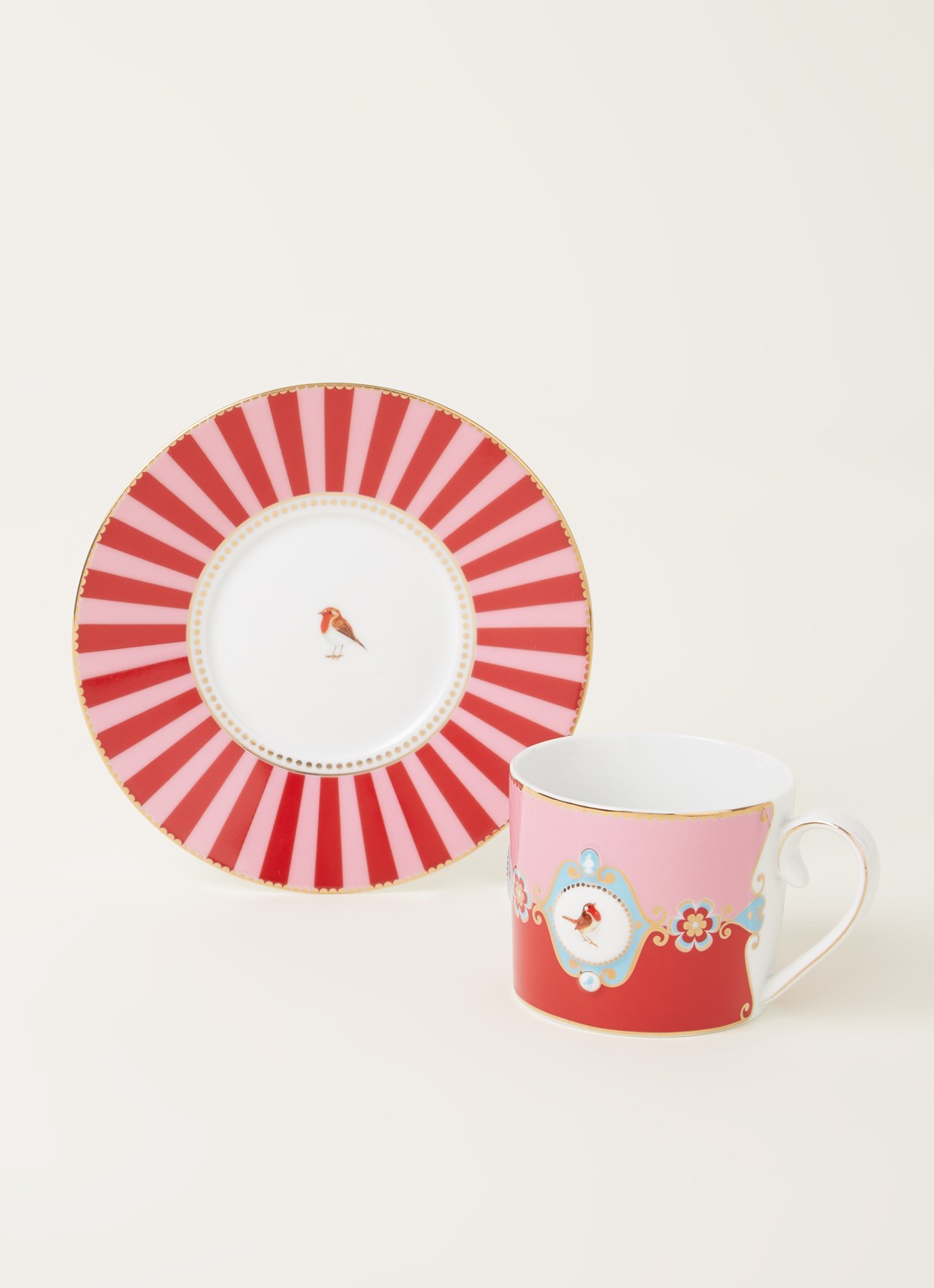 Pip Studio Love Birds Medallion kop & schotel 200 ml - detail 3 steenrood